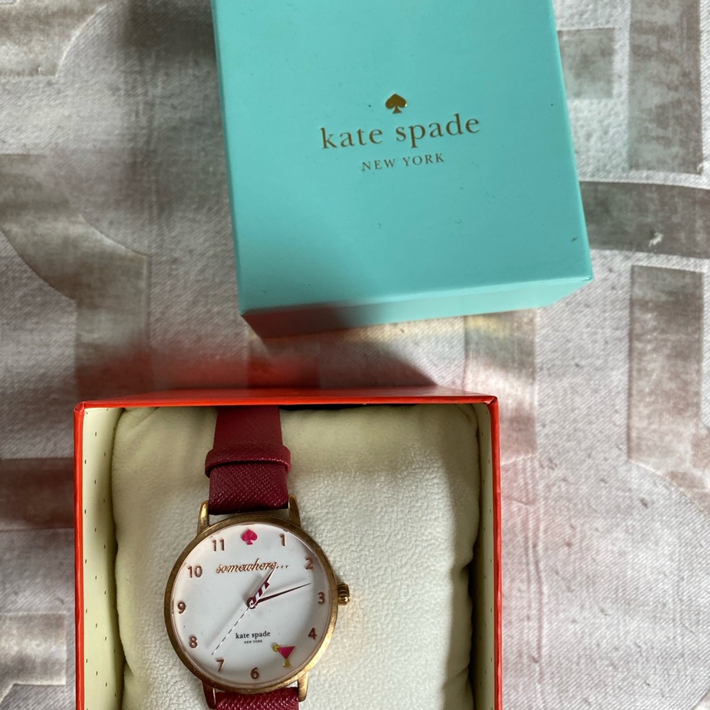 Never worn Kate Spade watch with red leather band